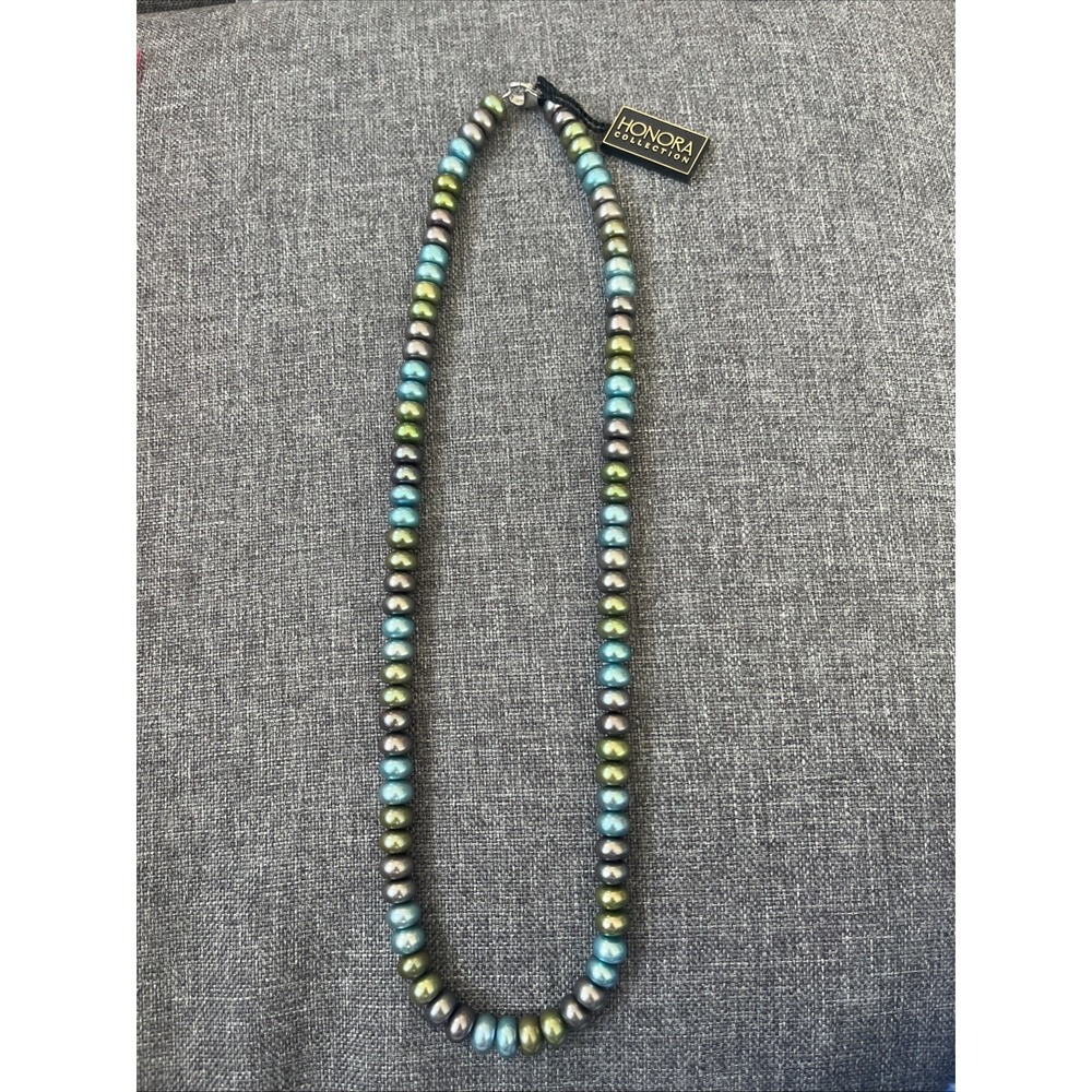HONORA 925 Sterling Silver multicolor freshwater cultured pearl necklace 18"